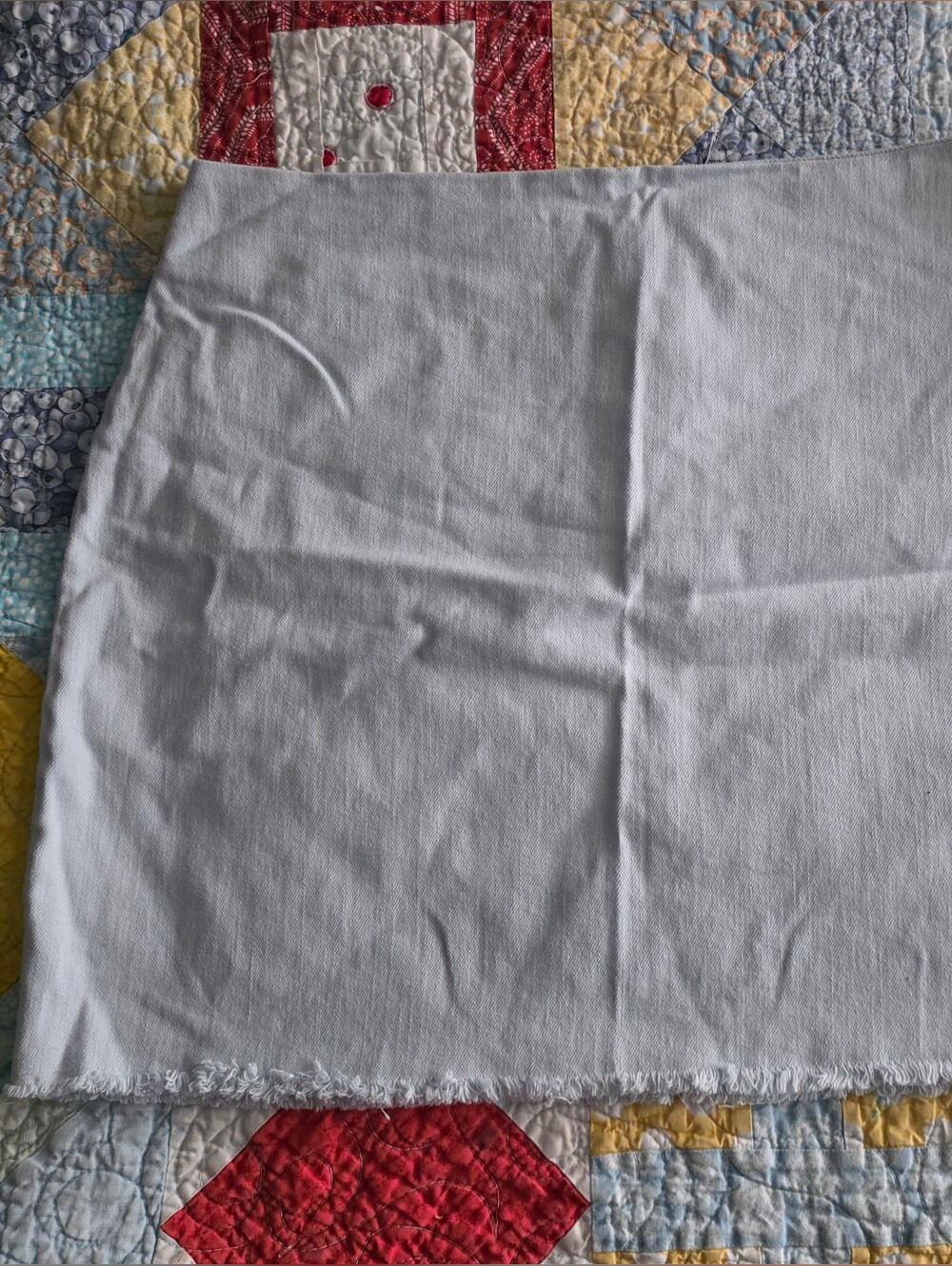 Double Zero Blue Mini Skirt with Raw Hem